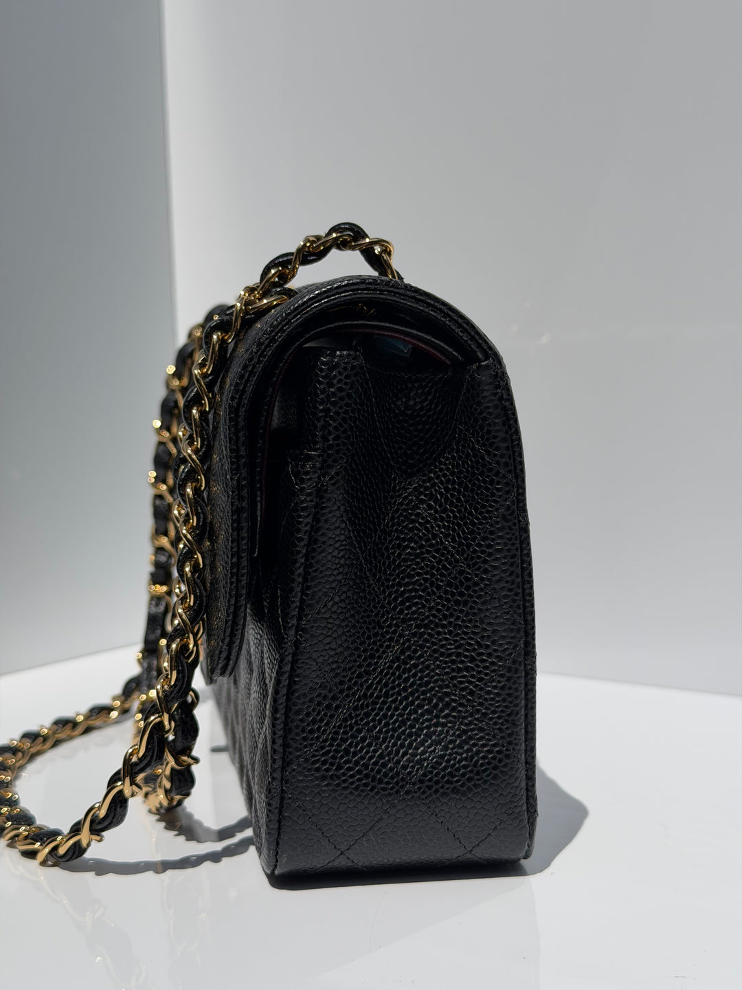 Chanel Medium Classic Double Flap Caviar Black Gold Hardware 2018