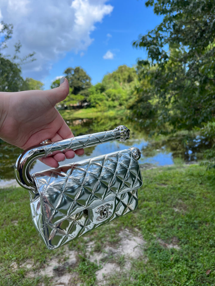 Chanel Around The World Silver Clutch Bag