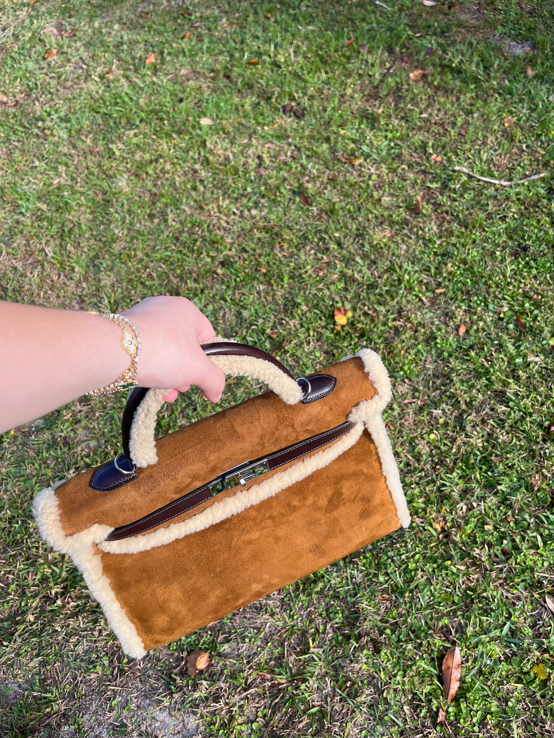 Hermes Shearling Teddy Kelly 35 PHW