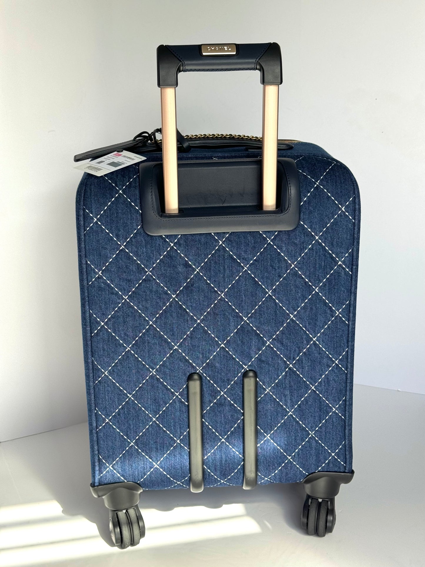 Chanel 20C Blue Quilted Denim & Leather Trolly