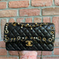 CHANEL 2019 PIERCING CHARMS BLACK MEDIUM CLASSIC DOUBLE FLAP BAG