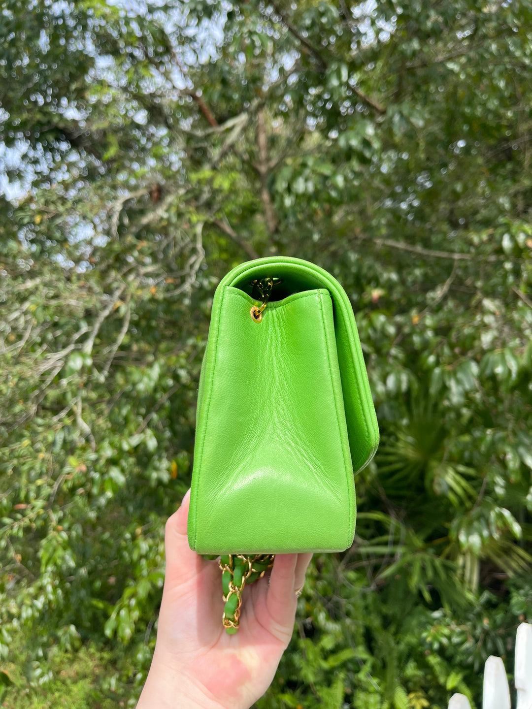 Chanel Rare Green Vintage Medium Lambskin Diana Flap Bag