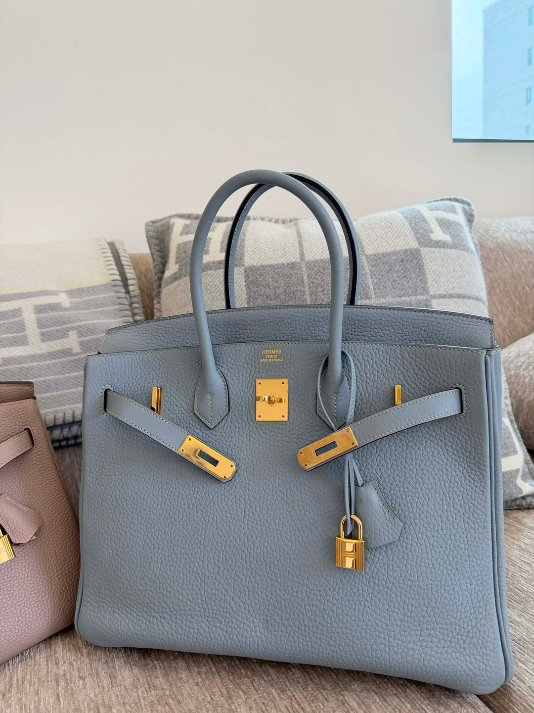 Hermès Birkin 35 Bleu Lin Togo Gold Hardware