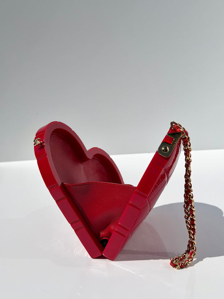 Chanel Heart Minaudiere Lucite Red Gold Hardware 2002