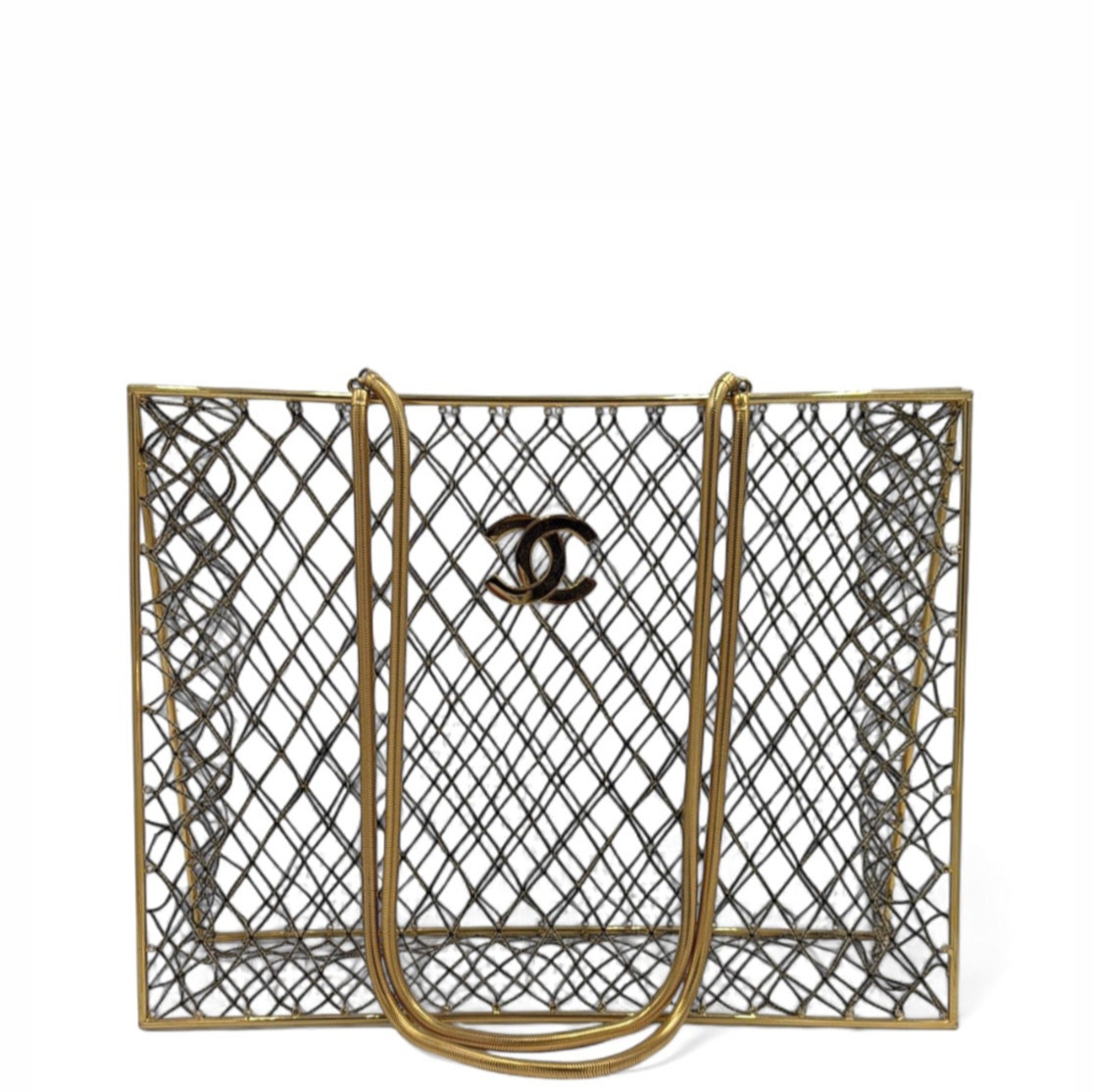 Chanel Spring 1997 Rare Gold Cage Shopping Tote