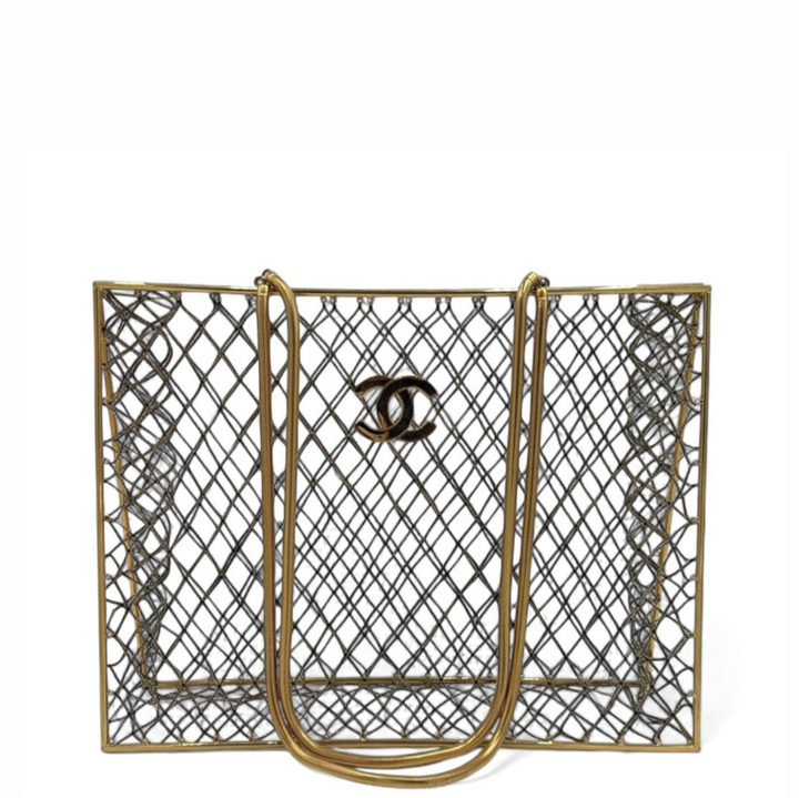 Chanel Spring 1997 Rare Gold Cage Shopping Tote
