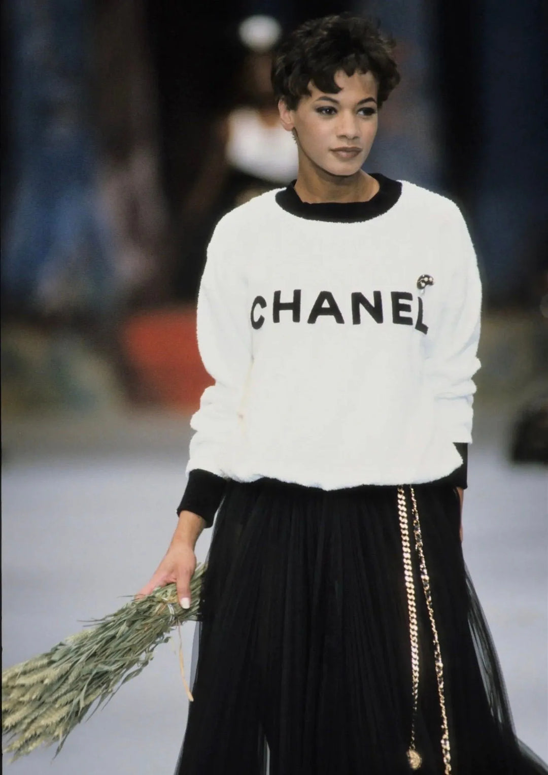 Chanel 1992 Runway Terrycloth Ivory Sweater