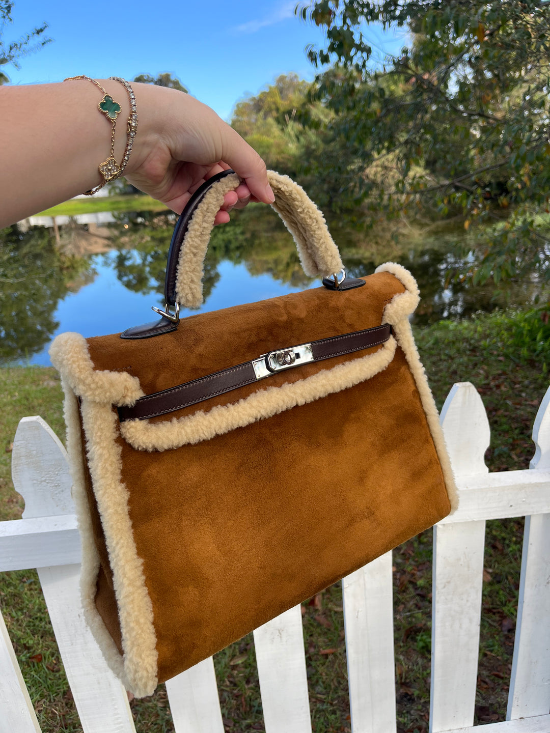 Hermes Shearling Teddy Kelly 35 PHW