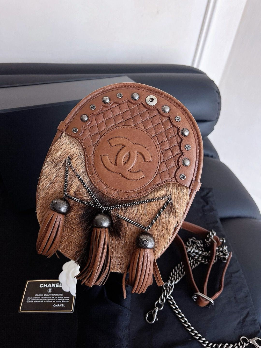 Chanel 2013 Paris-Edinburgh Quilted Pony Hair Crossbody Bag