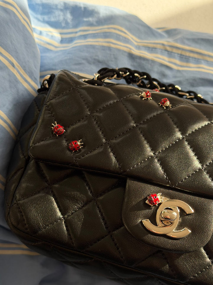 Chanel Mini Ladybug Flap Black Lambskin Silver Hardware 2011