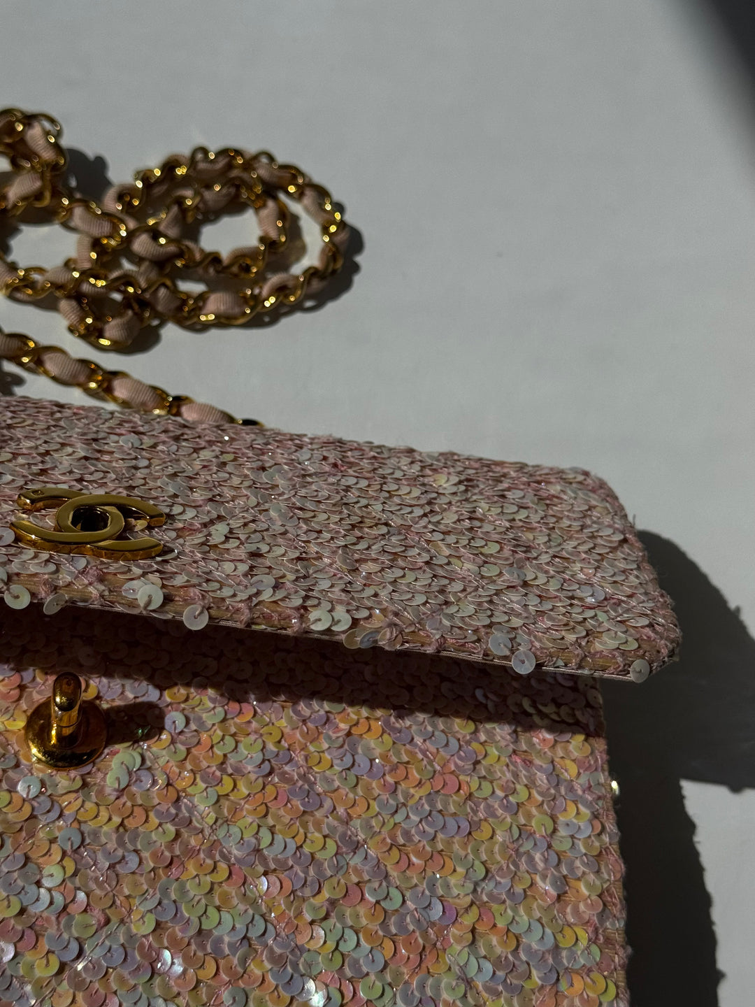 Chanel 1992 Medium Pink Sequin Flap Bag