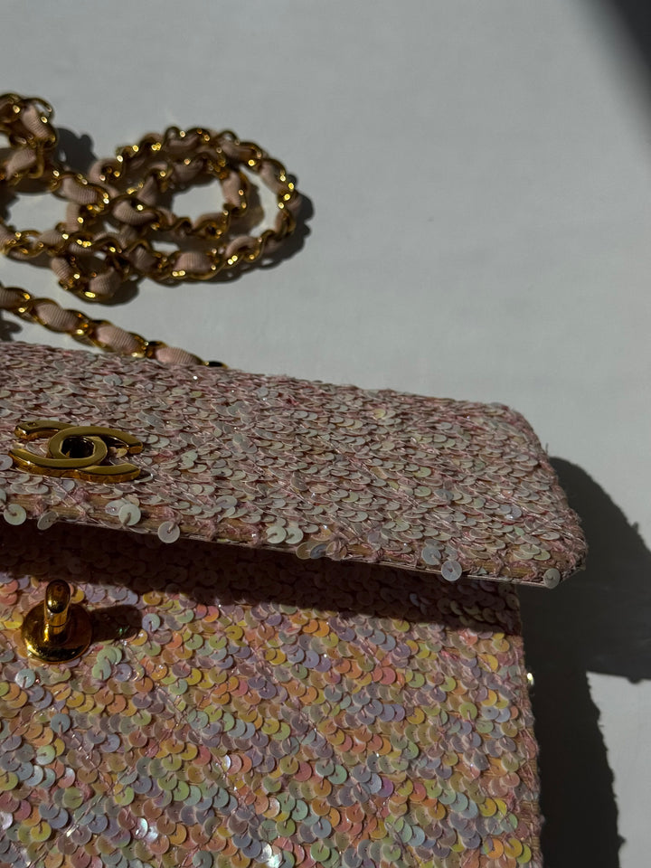 Chanel 1992 Medium Pink Sequin Flap Bag