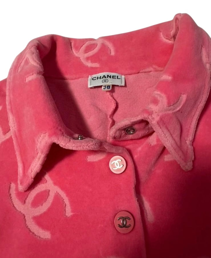 Chanel 1996 ICONIC Pink Velour CC Romper