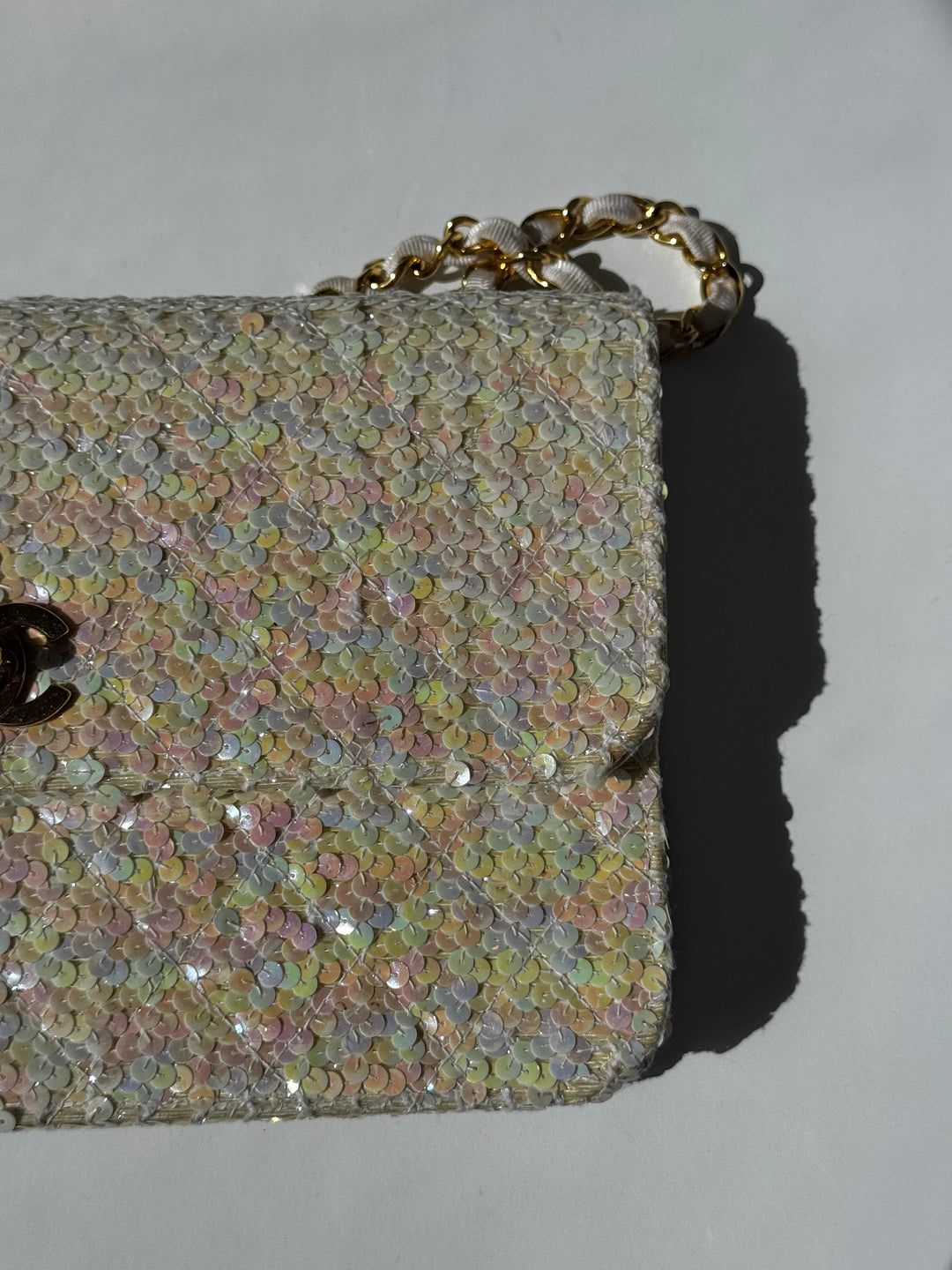 Chanel 1992 Medium Iridescent Sequin Flap Bag