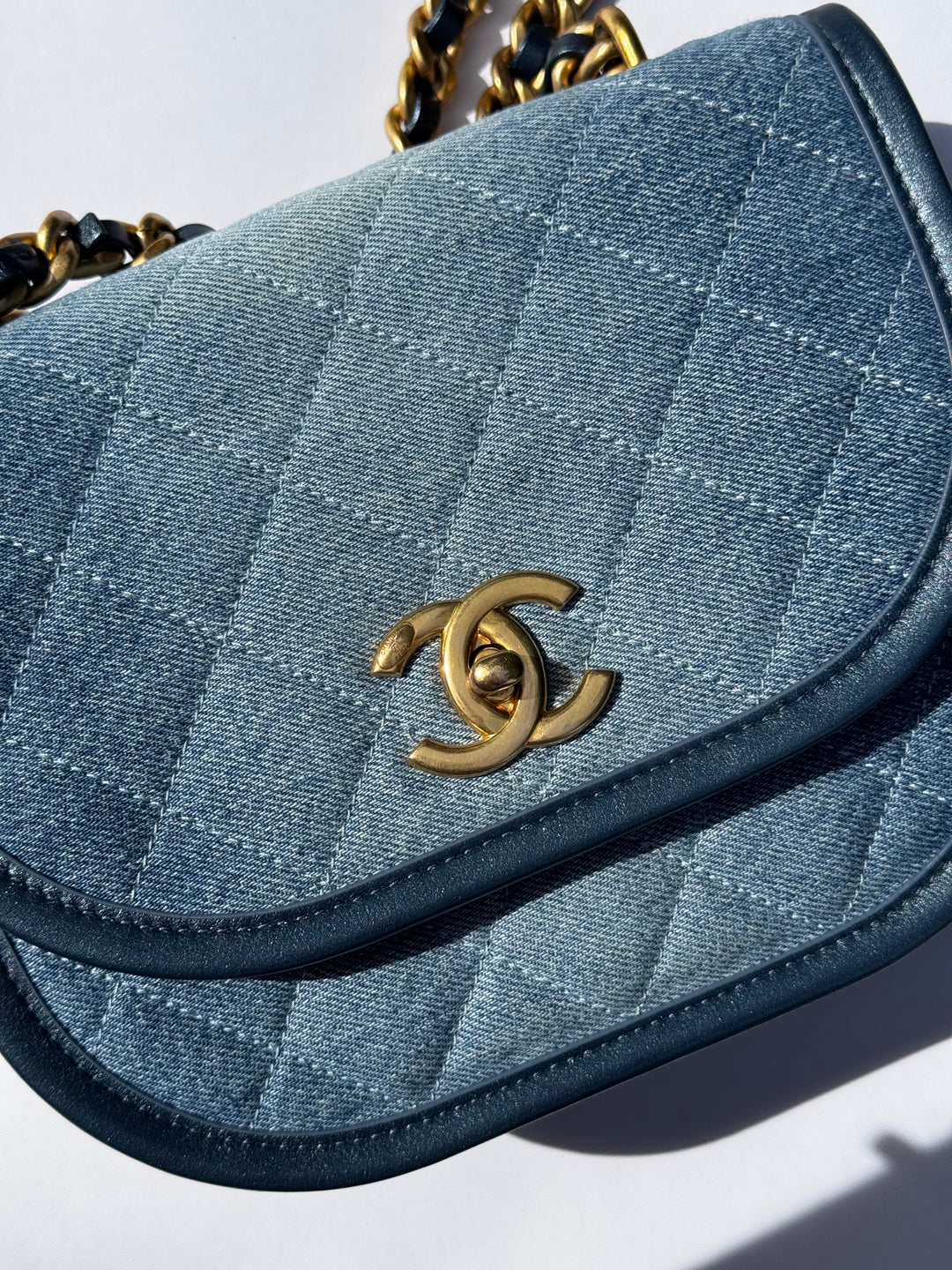 Chanel Denim Small Messenger Crossbody Bag