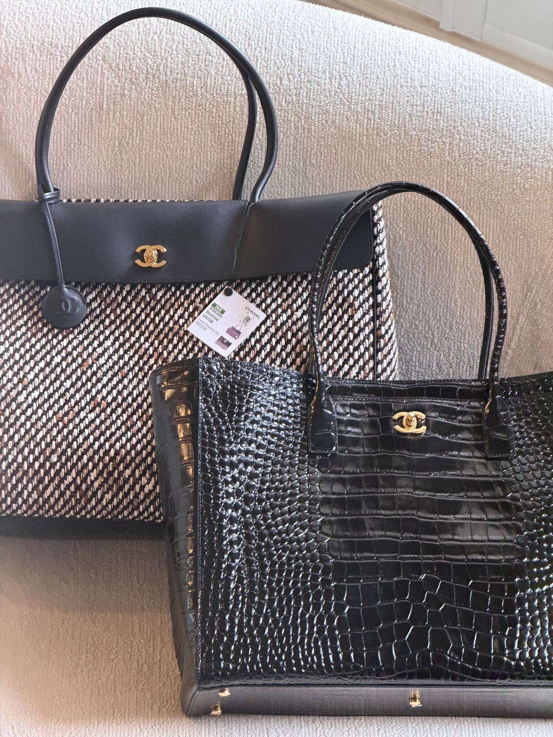 Chanel XXL Shopping Tote Black Calfskin and Multi Tweed Gold Hardware 2026