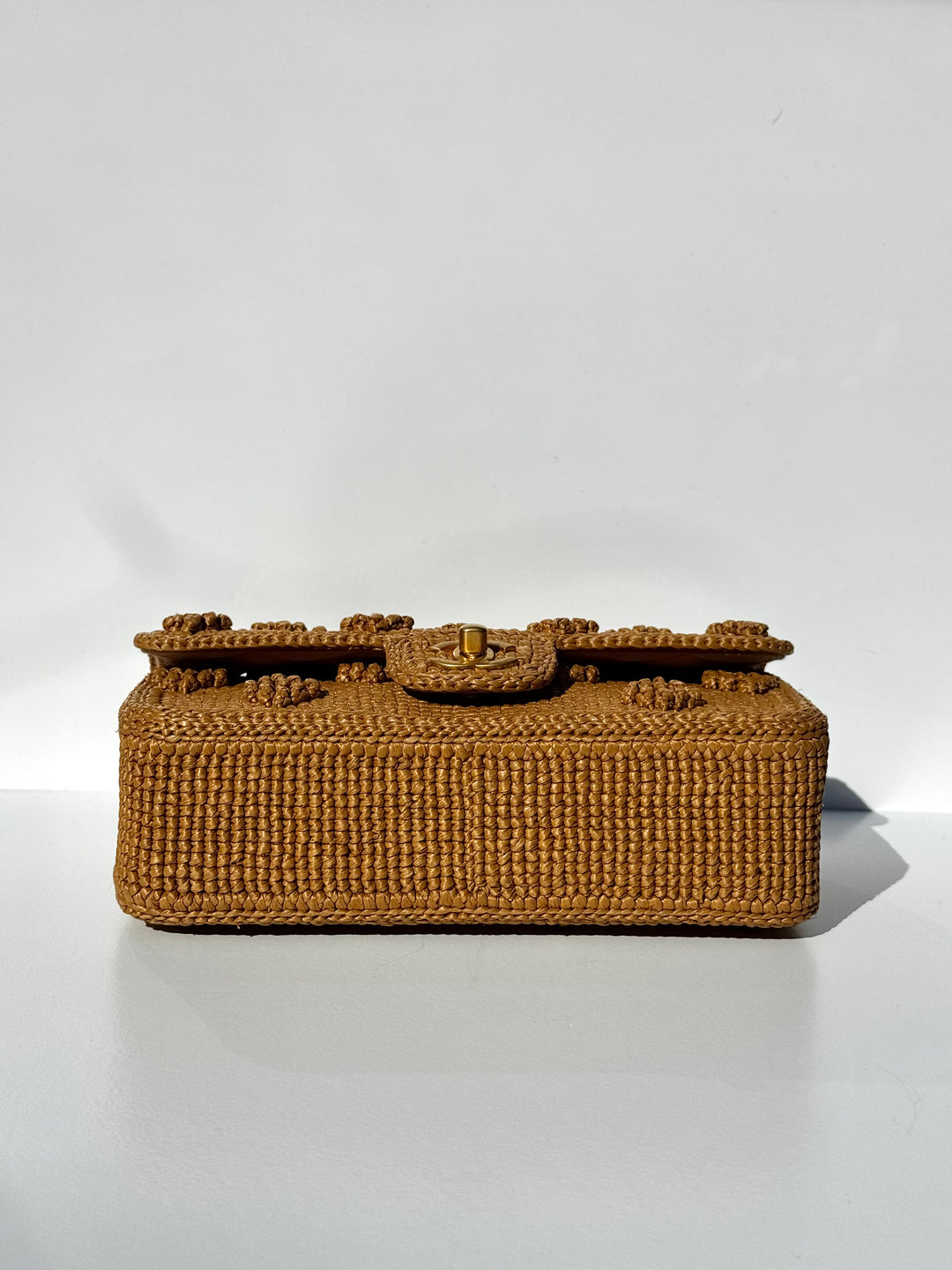 Chanel 24P Tan Braided Raffia Medium Flap Bag