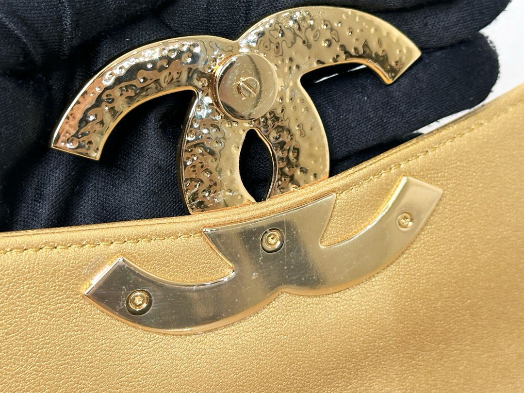 Chanel 19A Gold Egyptian CC Clutch