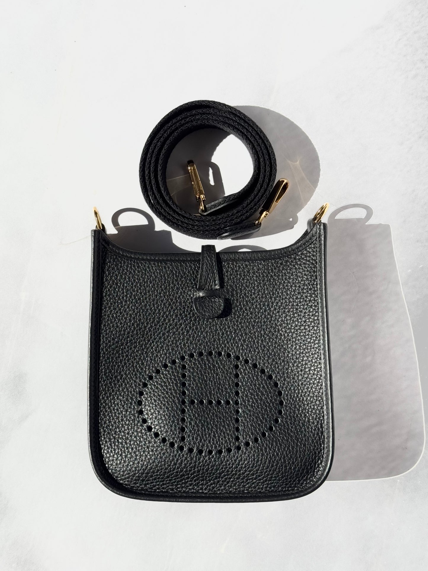 2024 Hermes Black Clemence Mini Evelyne TPM GHW