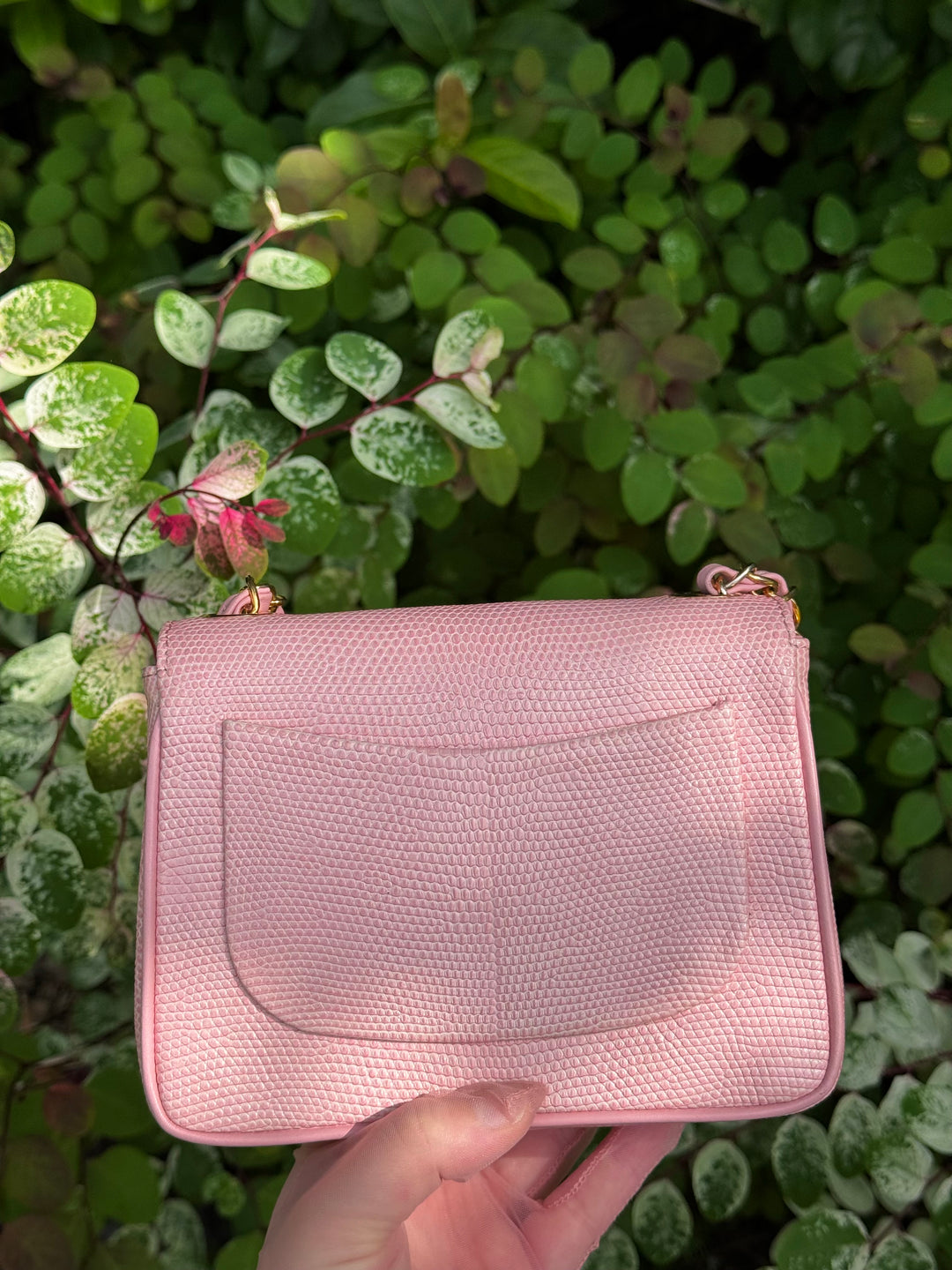 Chanel Sakura Pink Vintage Lizard Mini Square Flap Bag