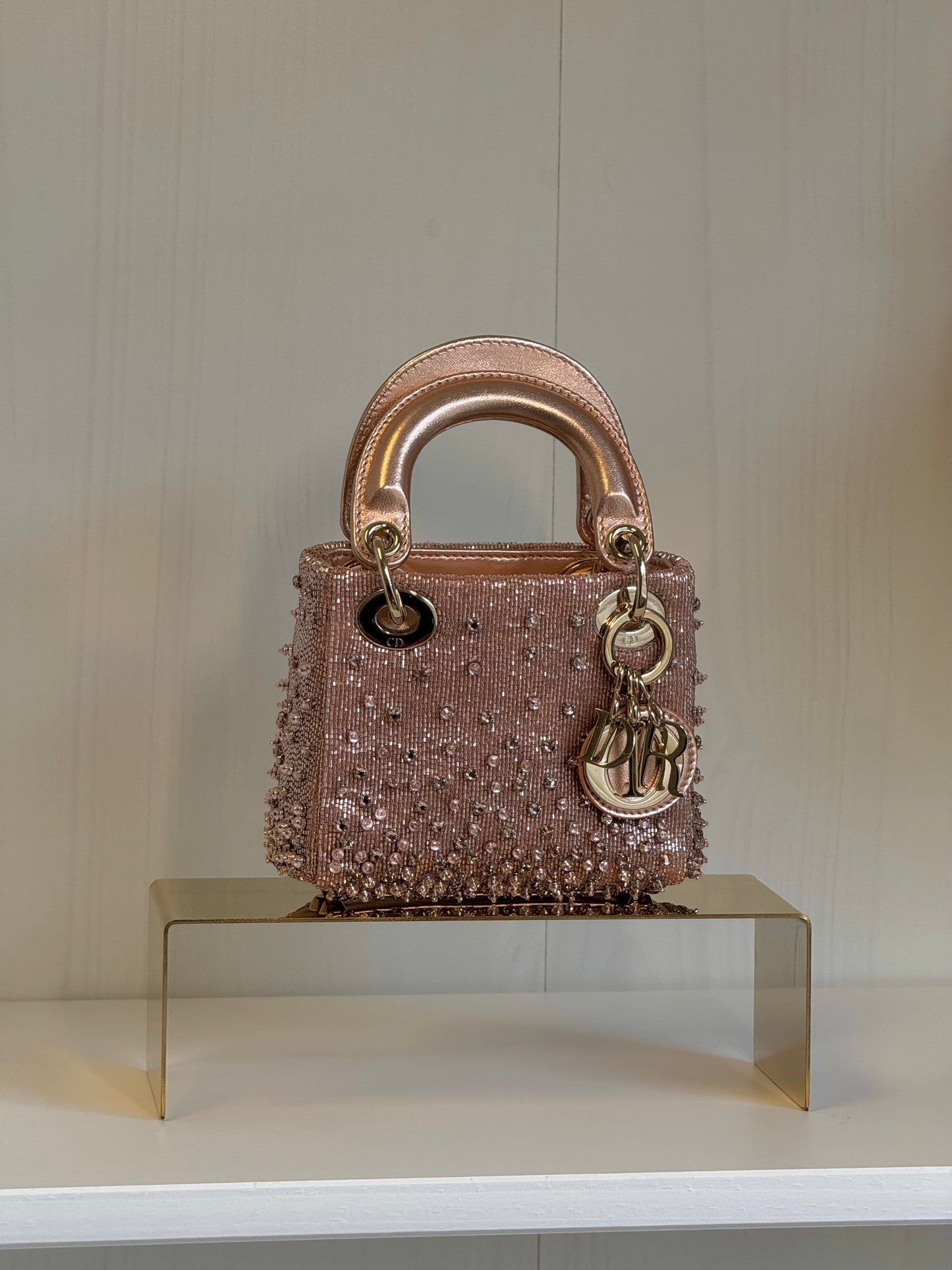 2022 Satin Rose Champagne Micro Beaded Lady Dior