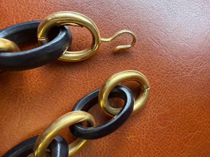 Chanel Vintage Wood Heart CC Pendant Necklace 1993
