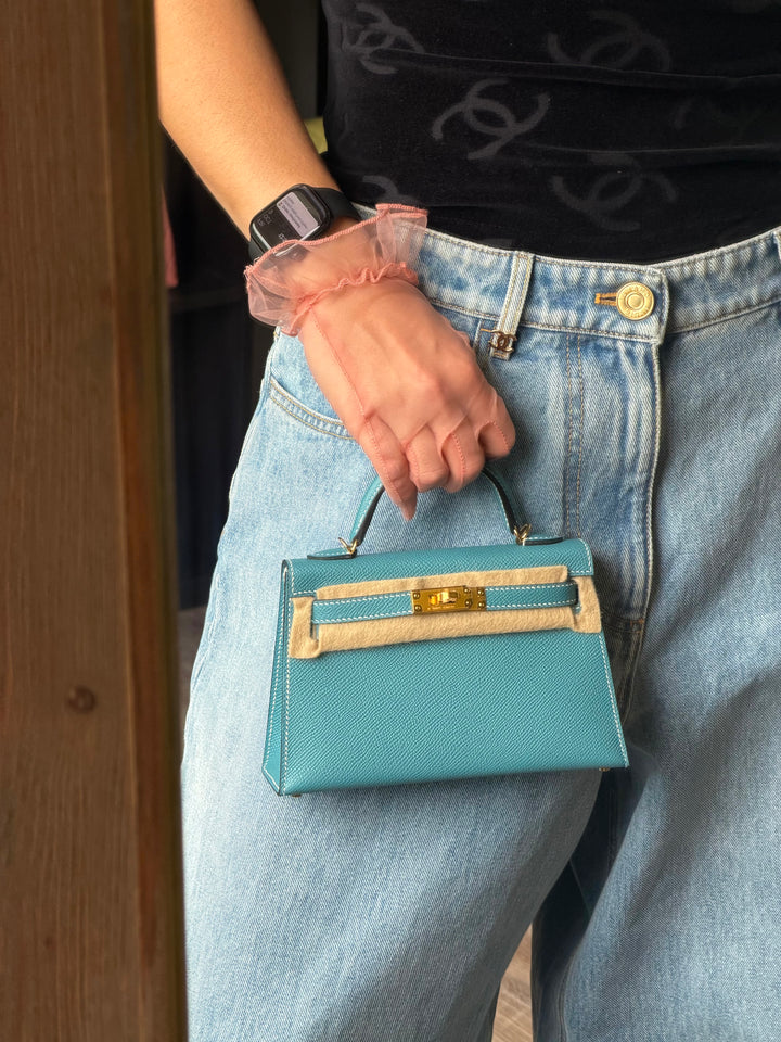 Hermès Mini Kelly Sellier 20 New Blue Jean Epsom Gold Hardware 2025