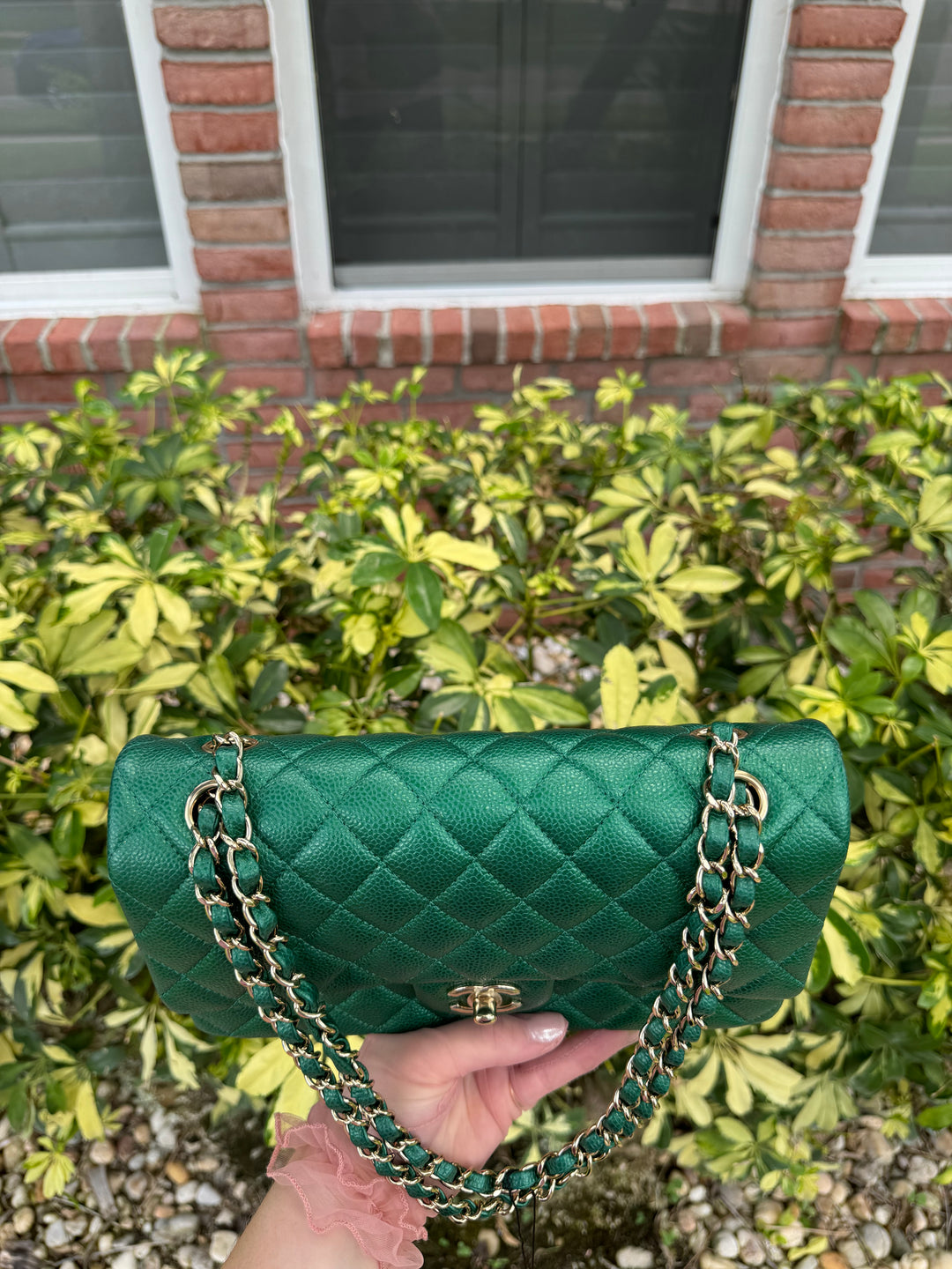 Chanel Classic Medium Double Flap Emerald Green Caviar Gold Hardware 2018