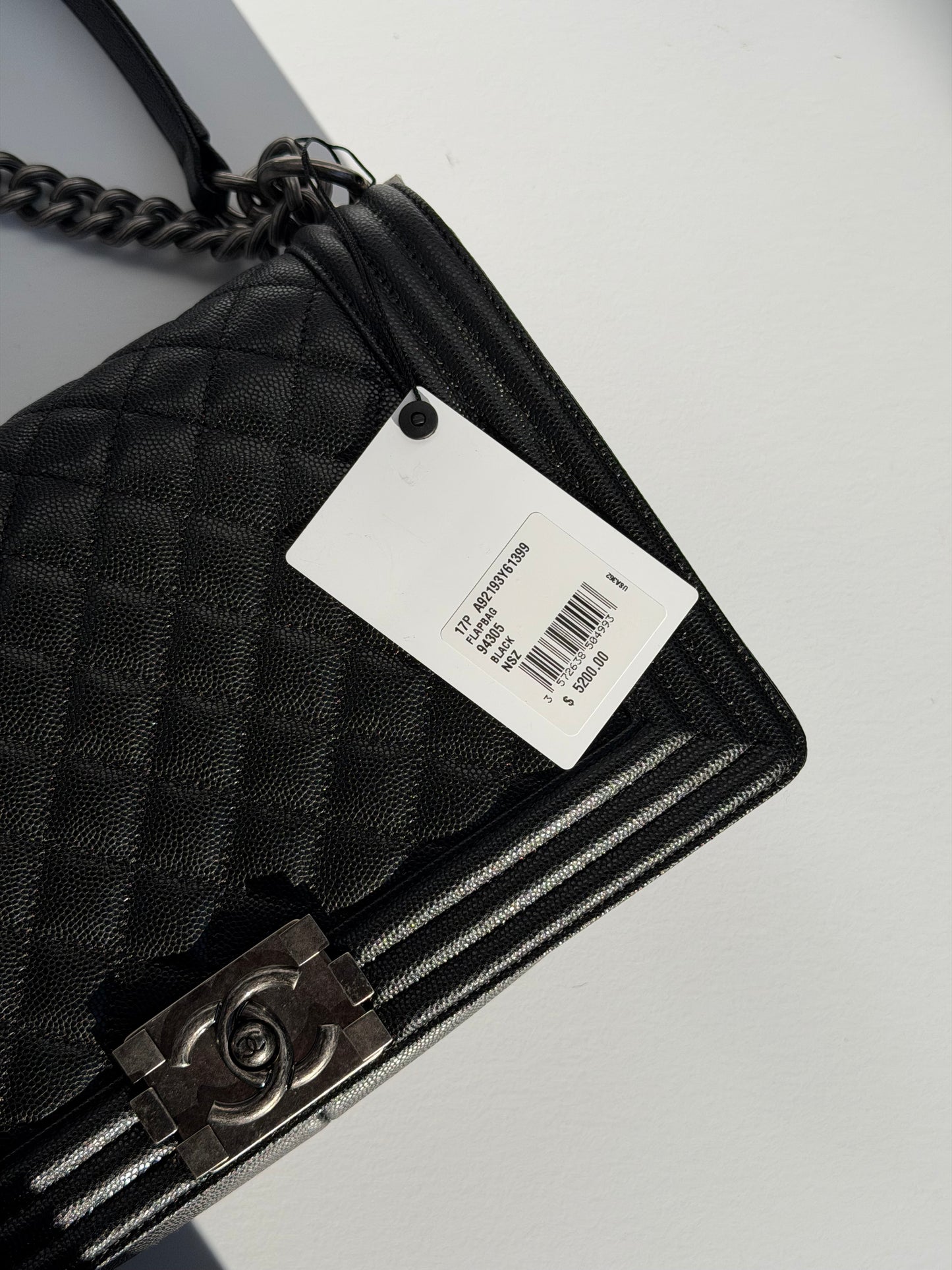 Chanel 17P Black Caviar New Medium Boy Bag