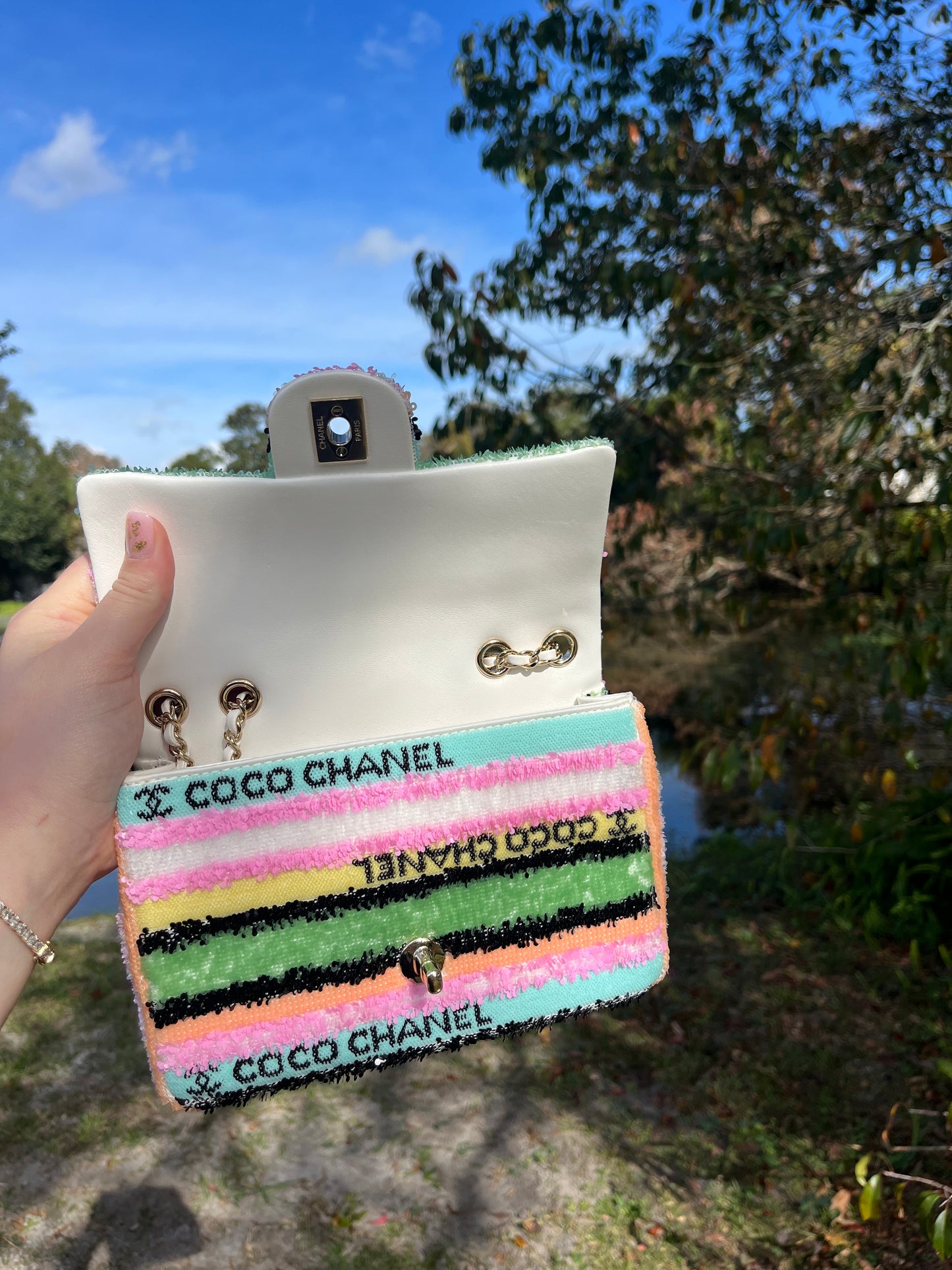 Chanel Rainbow Sequin Mini Rectangular Flap Bag