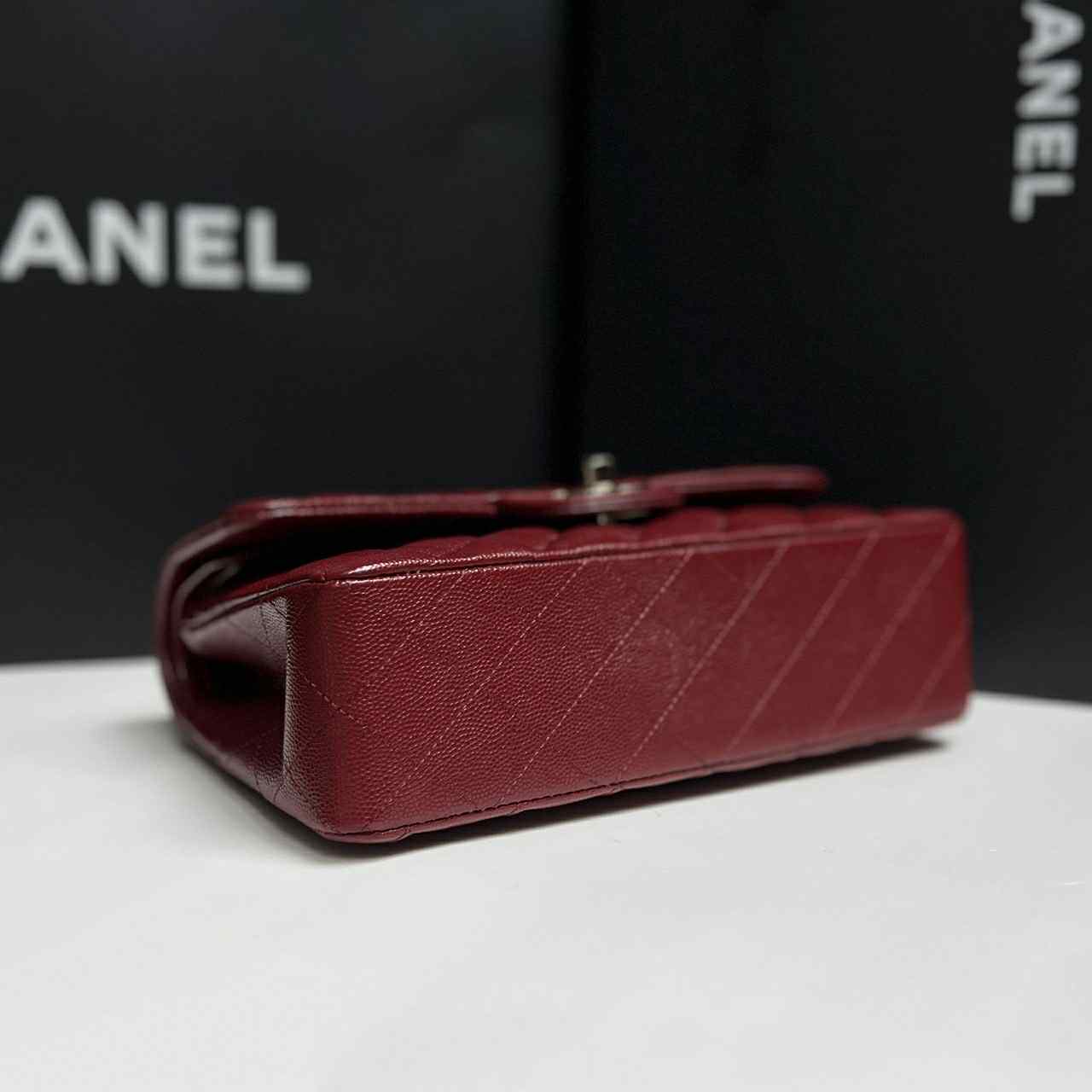 Chanel 19b Burgundy Small Caviar Classic Flap
