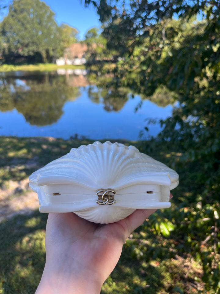 Chanel 19S White Runway Shell Minaudiere