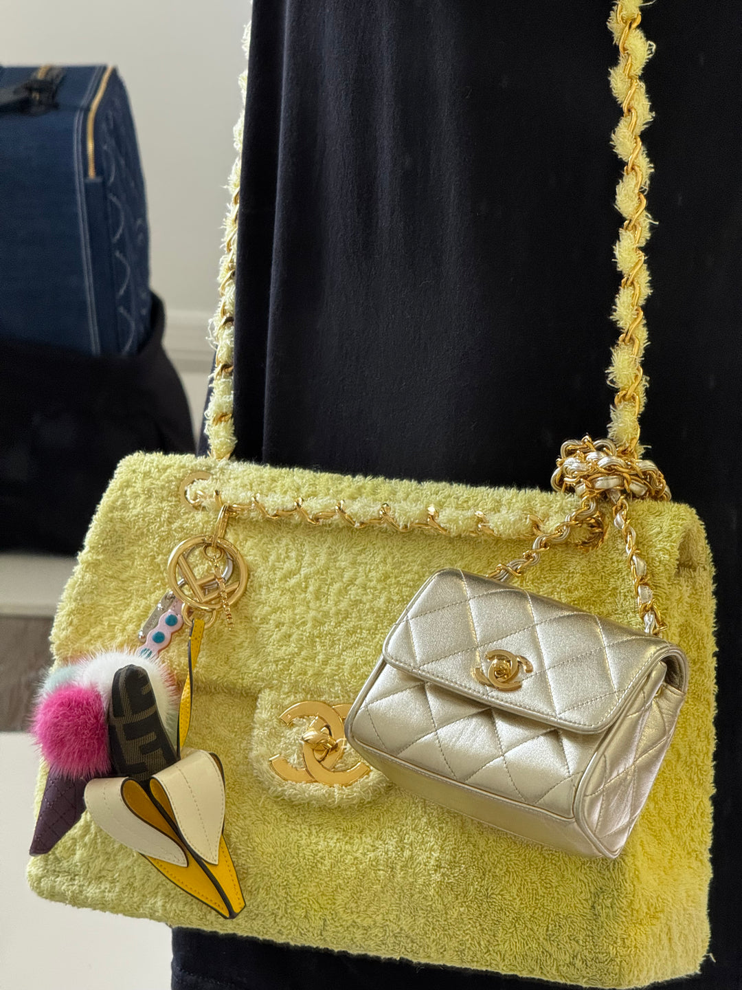 Chanel 1994 Vintage Metallic Gold Extra Mini Flap Bag