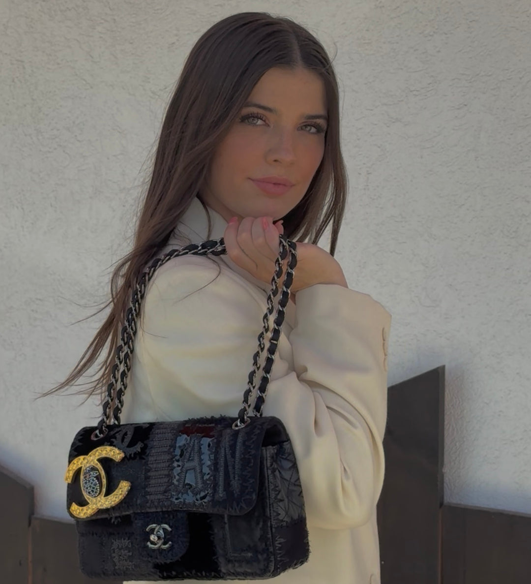 Chanel Black Patchwork Medium Single Flap Bag