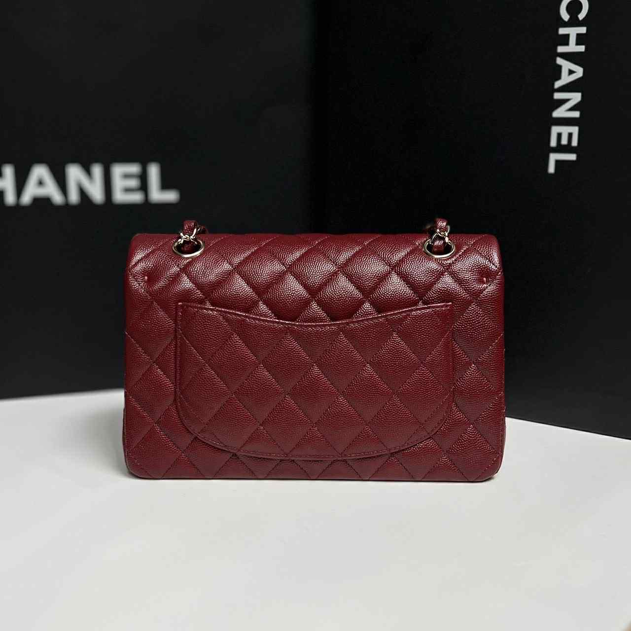 Chanel 19b Burgundy Small Caviar Classic Flap