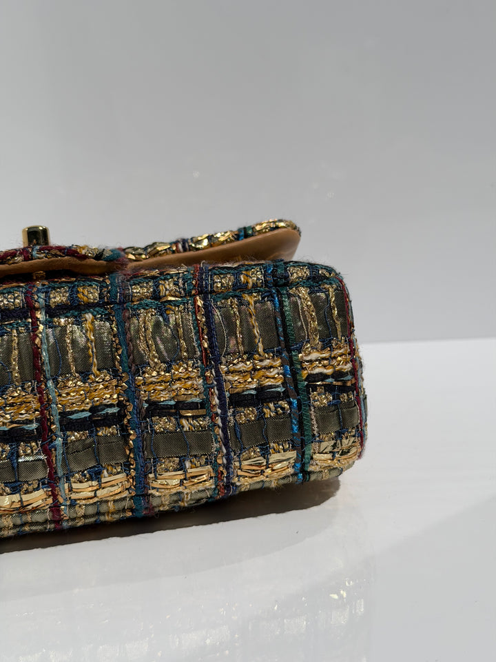 Chanel 19A Egyptian Mini Rectangular Flap Multicolor Tweed with Gold Hardware 2019