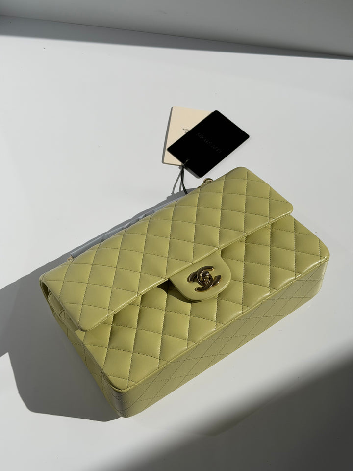 Chanel Medium Classic Flap Bag Pistachio Green Lambskin Gold Tone Hardware 2021