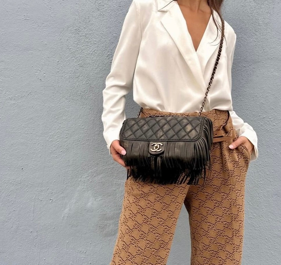 Chanel Metallic Calfskin Paris Dallas Fringe Flap Bag