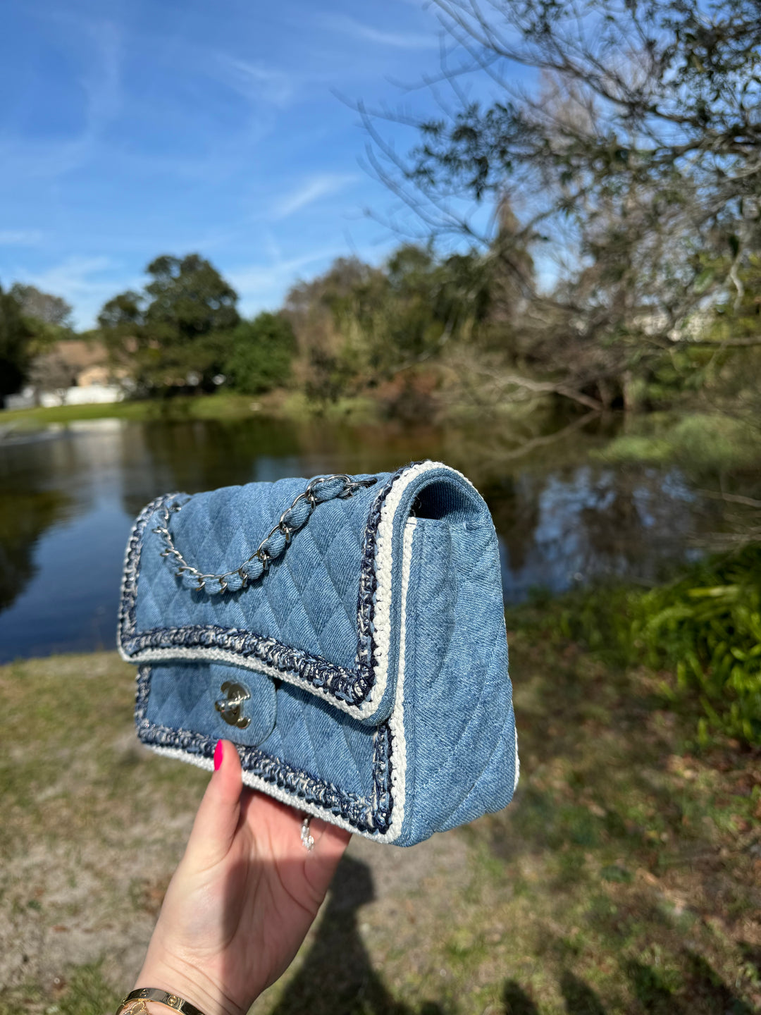 Chanel Medium Denim Braided Single Flap