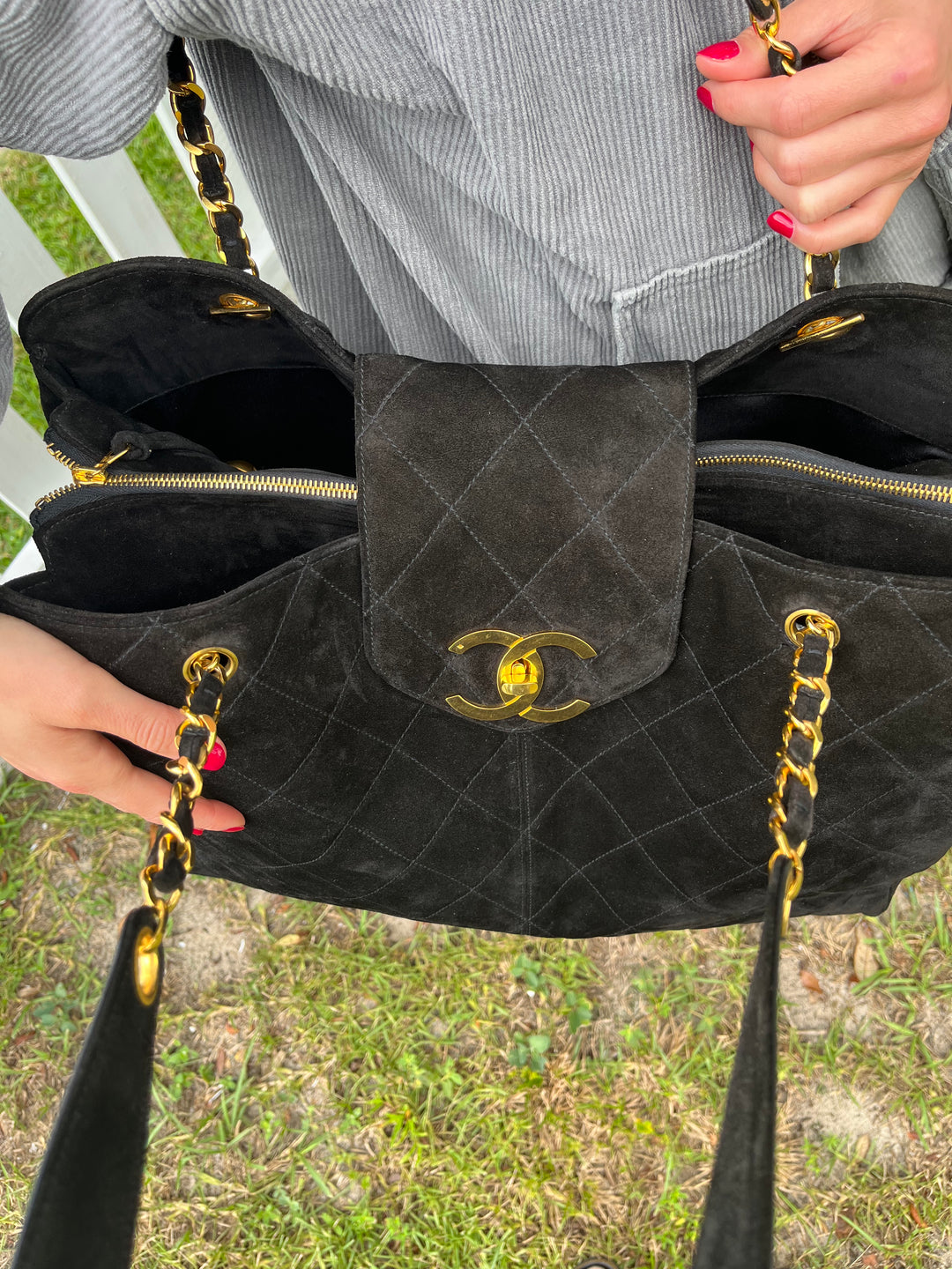 Chanel Rare Vintage Suede XL Supermodel Tote