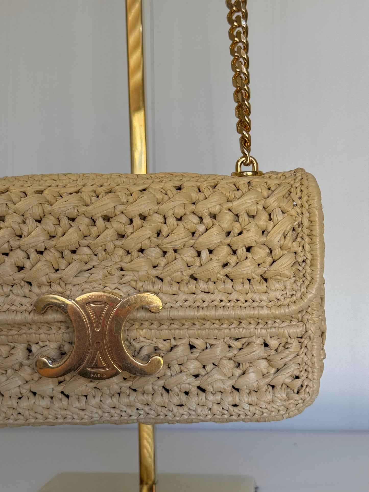 Celine 2023 Raffia Chain Shoulder Bag