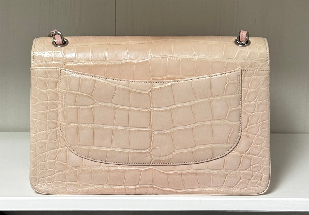 Chanel Jumbo Pink Alligator Double Flap Bag