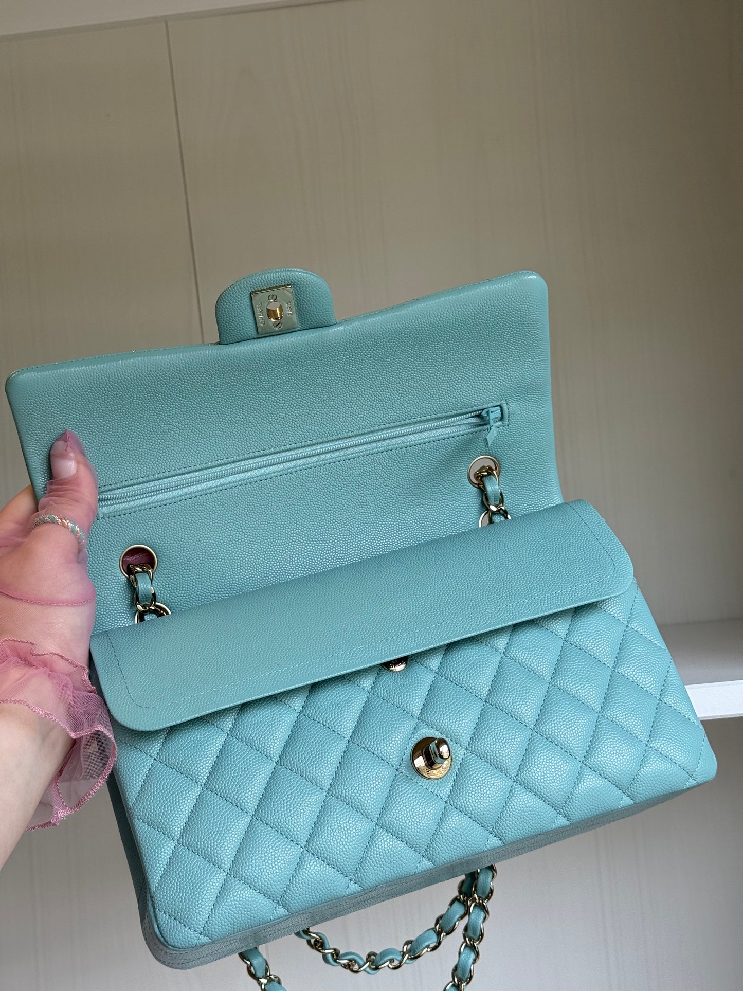 Chanel 20C Tiffany Blue Medium Caviar Flap Bag