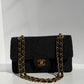 Chanel 1997 Small 24K Black Camellia Classic Flap Bag