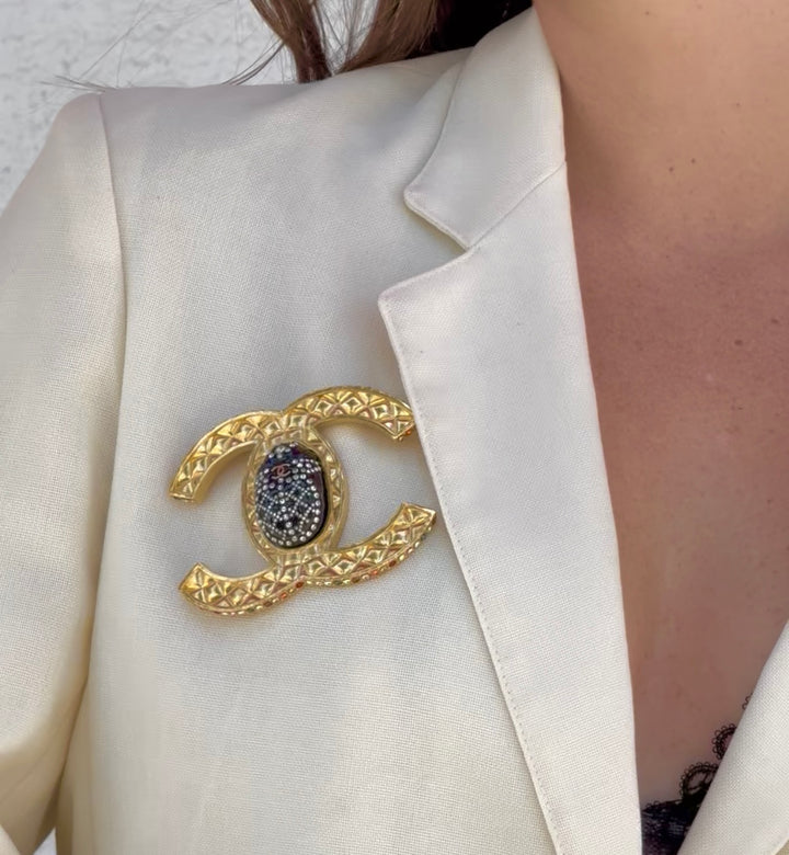 Chanel 19A Egypt Multicolor XL Beatle Brooch