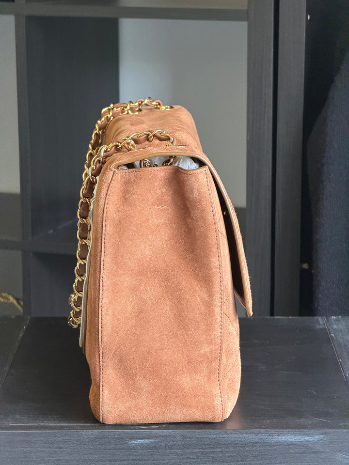 Chanel Maxi Flap Souplissimo Suede Calfskin Camel Gold Hardware 2026