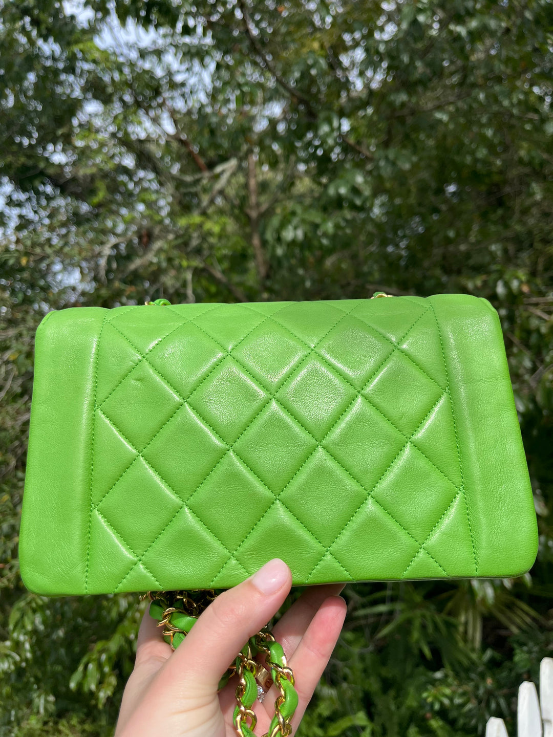 Chanel Rare Green Vintage Medium Lambskin Diana Flap Bag