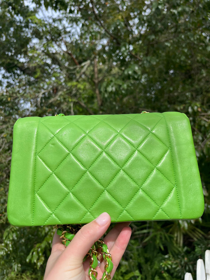 Chanel Rare Green Vintage Medium Lambskin Diana Flap Bag