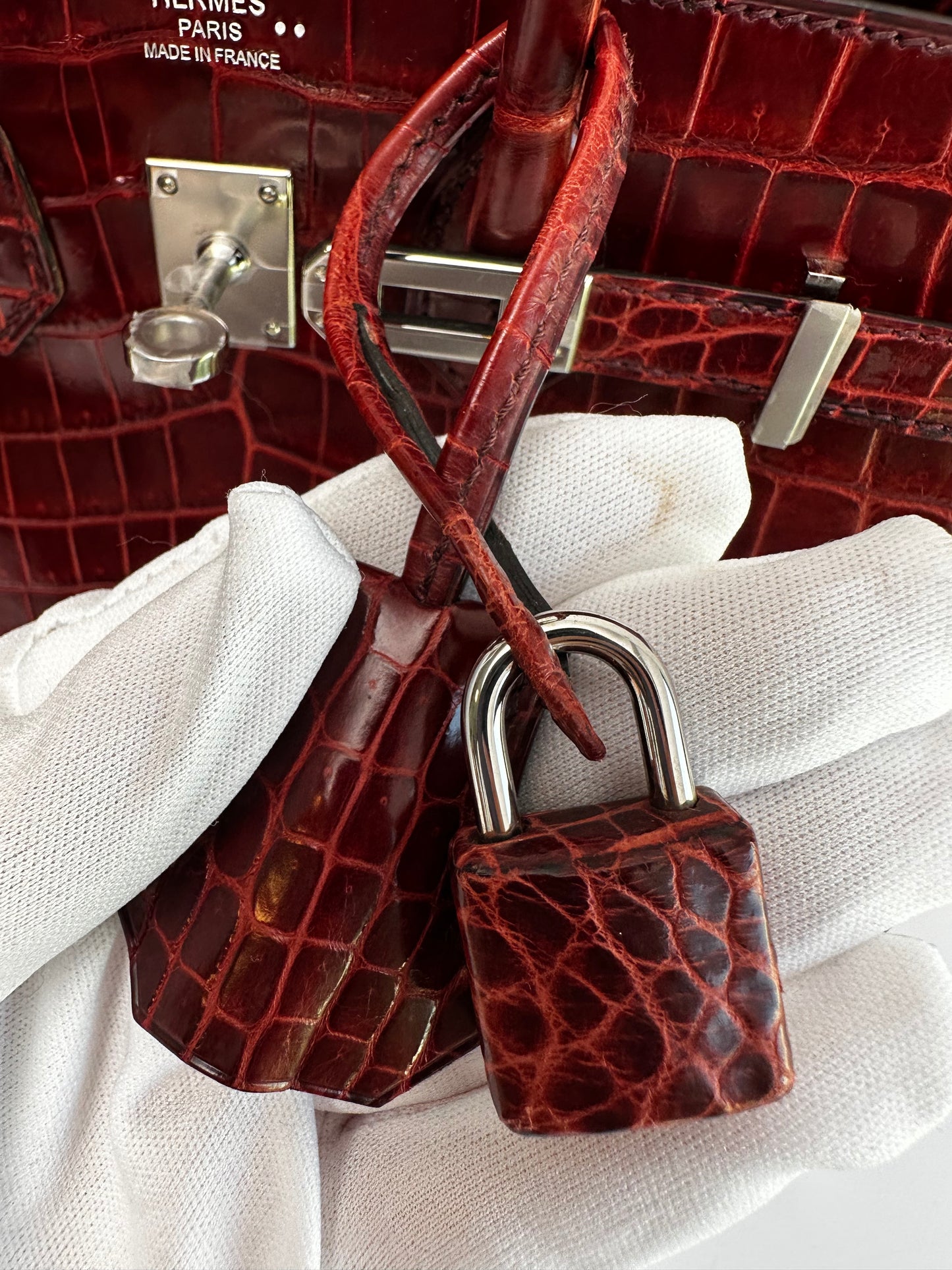 Hermes 2016 Bourgogne Shiny Niloticus Crocodile Birkin 25