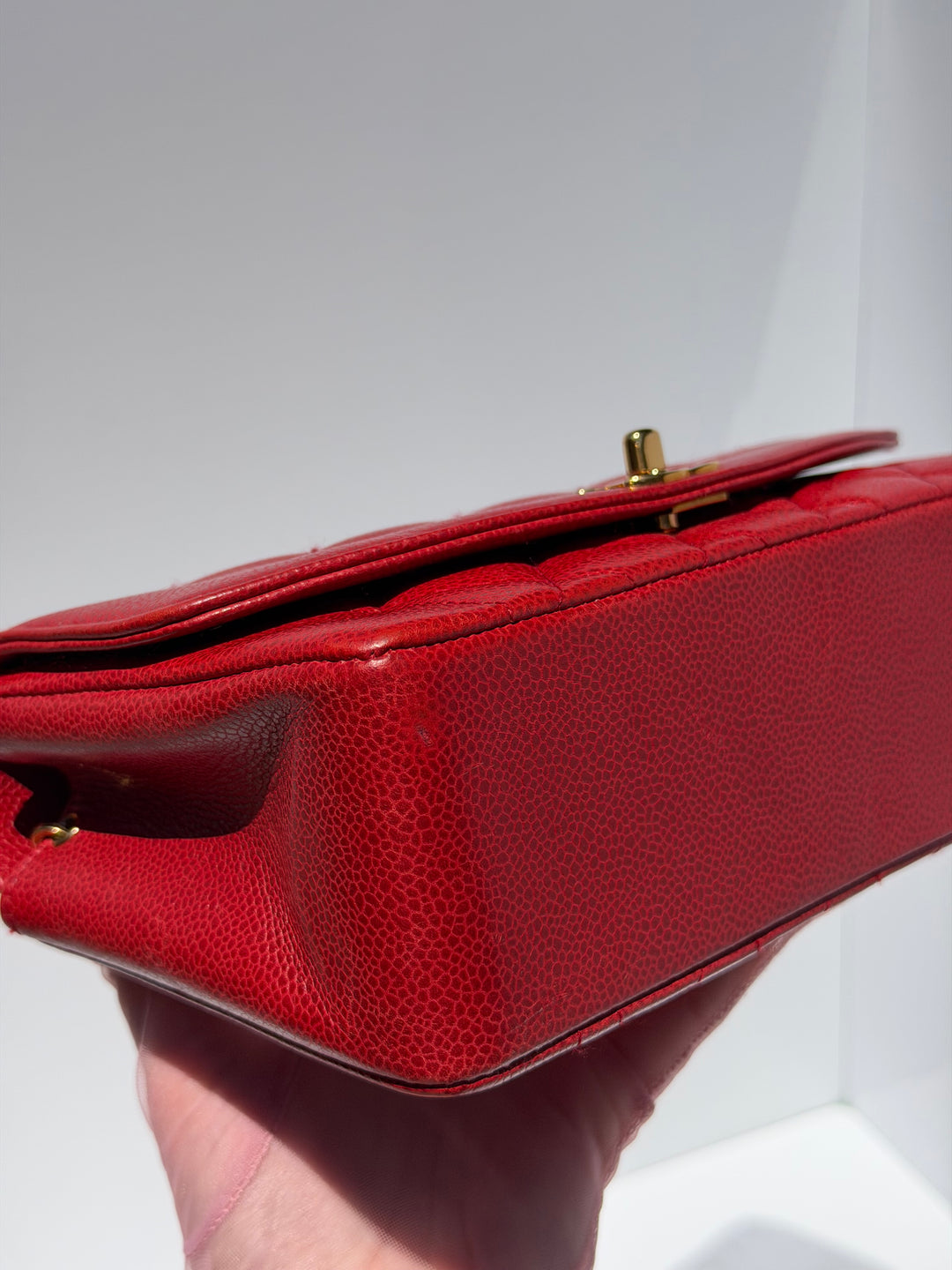 Chanel Small Diana Flap Bag Caviar Red 24K Plated Gold Hardware 1994